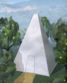 Рисунок: пирамида среди деревьев
