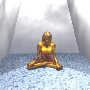 Девушка медитирует в пирамиде